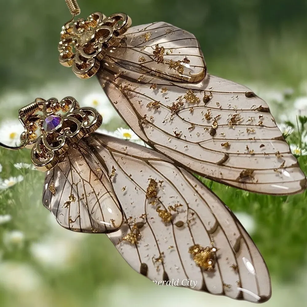 Fairy Butterfly Wings Handmade Earrings Fantasy Nature Magical Insect Witch Bug